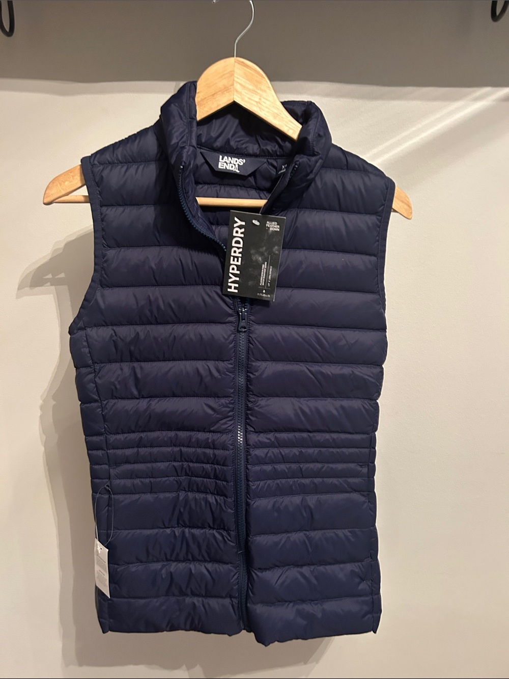 Lands' End women’s Navy Quilted Packable Down Vest
